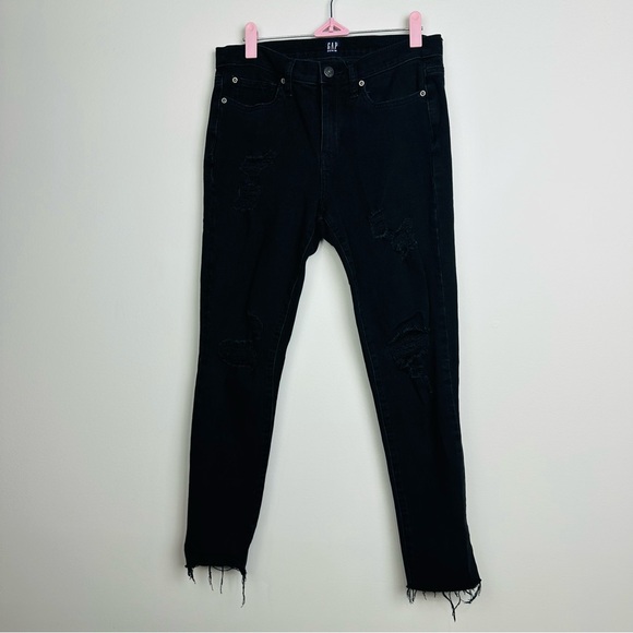 GAP Women's Distressed Black True Skinny Jeans Size 29 - Picture 1 of 10